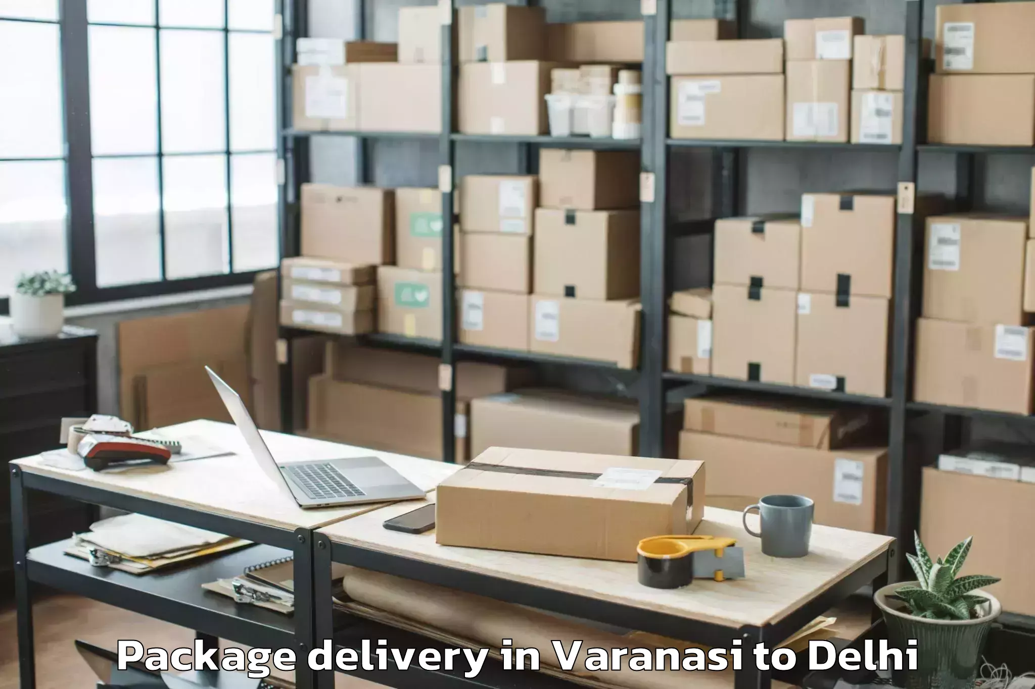 Varanasi to Flatted Factory Complex Jhande Package Delivery